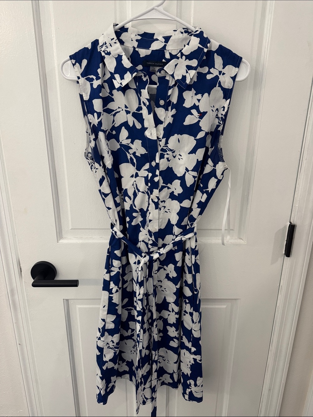 Tommy Hilfiger Navy & White Floral Sleeveless Midi Dress